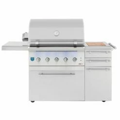 American Made Grills AMG-ENC36-CART Encore 36-Inch Dual Fuel Wood And Gas Grill With Infrared Searing Burner And Rotisserie Kit On Cart