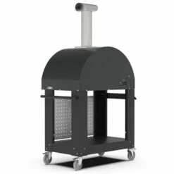 Alfa 2 Pizze 38-Inch Ardesia Gray Gas Pizza Oven On Black Cart -KICKASS GRILLS Sales fxcl 2p ggra u bf 2p ner c 05 23