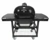 Primo CXLHJ Jack Daniel's Edition Extra Large Oval Ceramic Charcoal Kamado Grill On Cart -KICKASS GRILLS Sales jd oval xl 400 2 pc table front view