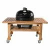 Primo CXLHJ-600 Jack Daniel's Edition Extra Large Oval Ceramic Charcoal Kamado Grill On Curved Cypress Table -KICKASS GRILLS Sales jd oval xl 400 900 table 603 01 20