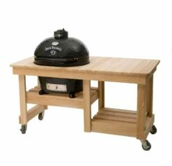 Primo CXLHJ-612 Jack Daniel's Edition Extra Large Oval Ceramic Charcoal Kamado Grill, Countertop Cypress Table