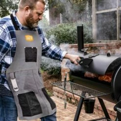 Oklahoma Joe's OKJ-9976646R06 Canvas & Leather Smoking Apron -KICKASS GRILLS Sales okj 9976646r06 d 05 21