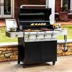 Saber R67CC1117 4-Burner Deluxe Freestanding Infrared Grill With Side Burner, Black, 40-Inches -KICKASS GRILLS Sales r67cc1117 ls i 02 20