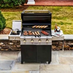 Saber R67CC1117 4-Burner Deluxe Freestanding Infrared Grill With Side Burner, Black, 40-Inches -KICKASS GRILLS Sales r67cc1117 ls j 02 20