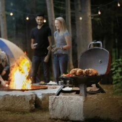 Napoleon TQ285-RD-1-A TravelQ Portable Tabletop Gas Grill, Propane -KICKASS GRILLS Sales tq285 lifestyle b roll camping people food closeup 1