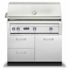 Viking 5 Series Stainless Steel Gas Grill On Stainless Steel Grill Base With ProSear Burner & Rotisserie, 42-Inch (VQGI542BSS)