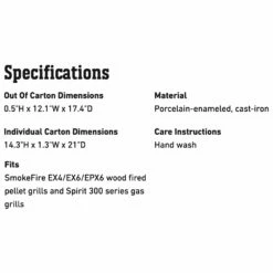 Weber Griddle For SmokeFire And Spirit 300 Series Grills (WEB-7598) -KICKASS GRILLS Sales web 7598 spec a 05 22