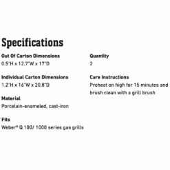 Weber Grates For Q 200/2000 Series Grills (WEB-7645) -KICKASS GRILLS Sales web 7644 spec a 05 22